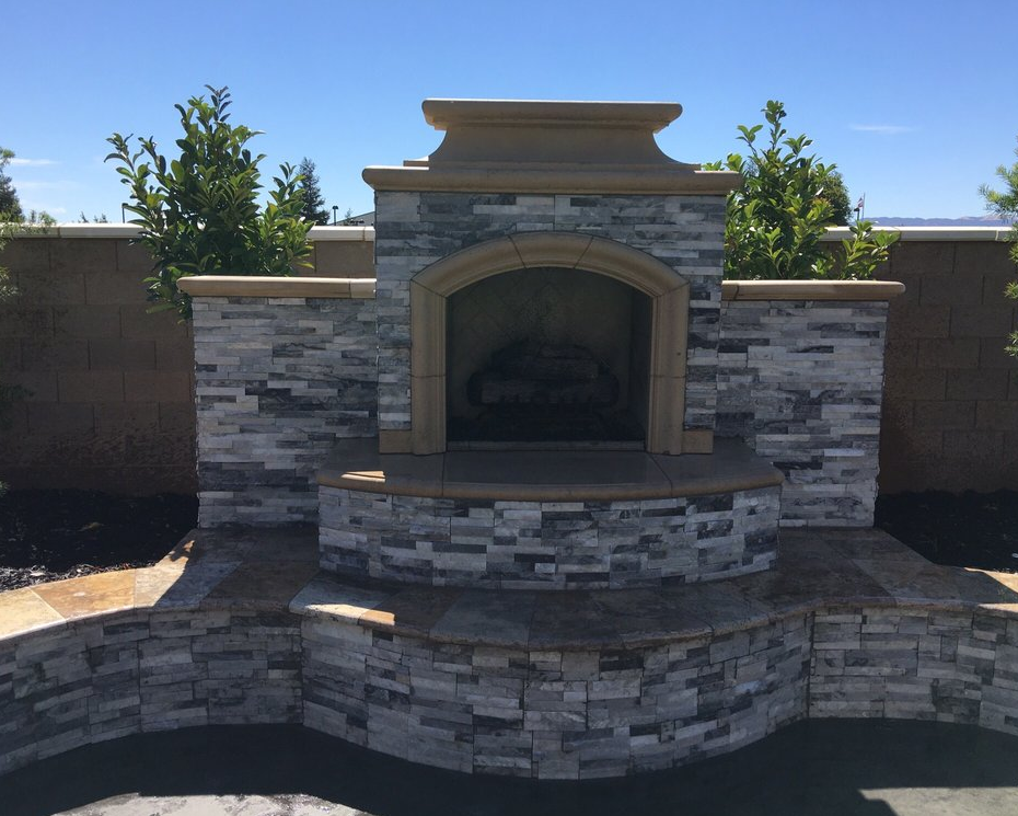 This is a picture of a stacked stone fireplace