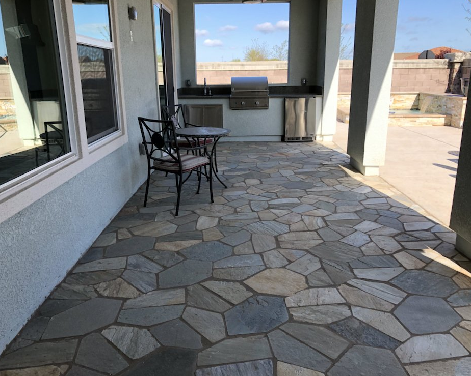 This is a picture of a stone patio masonry done by Manteca masonry
